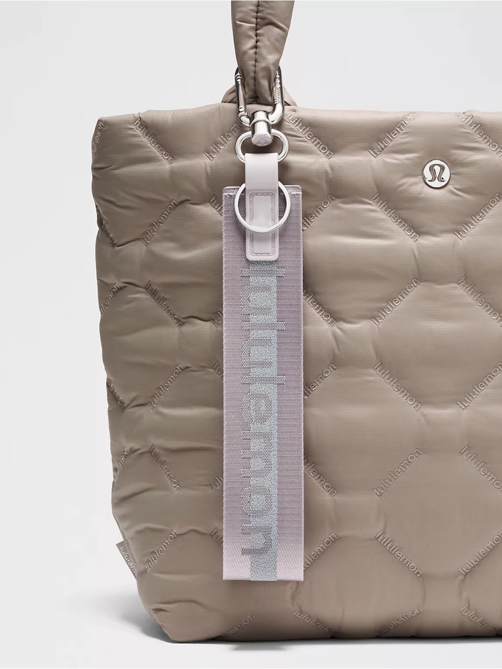 NWT Lululemon Icy Taupe Diamond Silver Never Lost Keychain Reflective Effect